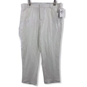 Ralph Lauren Womens Trouser White Linen Glace Dress Pant Black Label Size 10 New